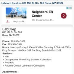 Visit a Labcorp location for sample collection; or, if using an at-home kit, collect your sample yourself. . Lab corps reno nv